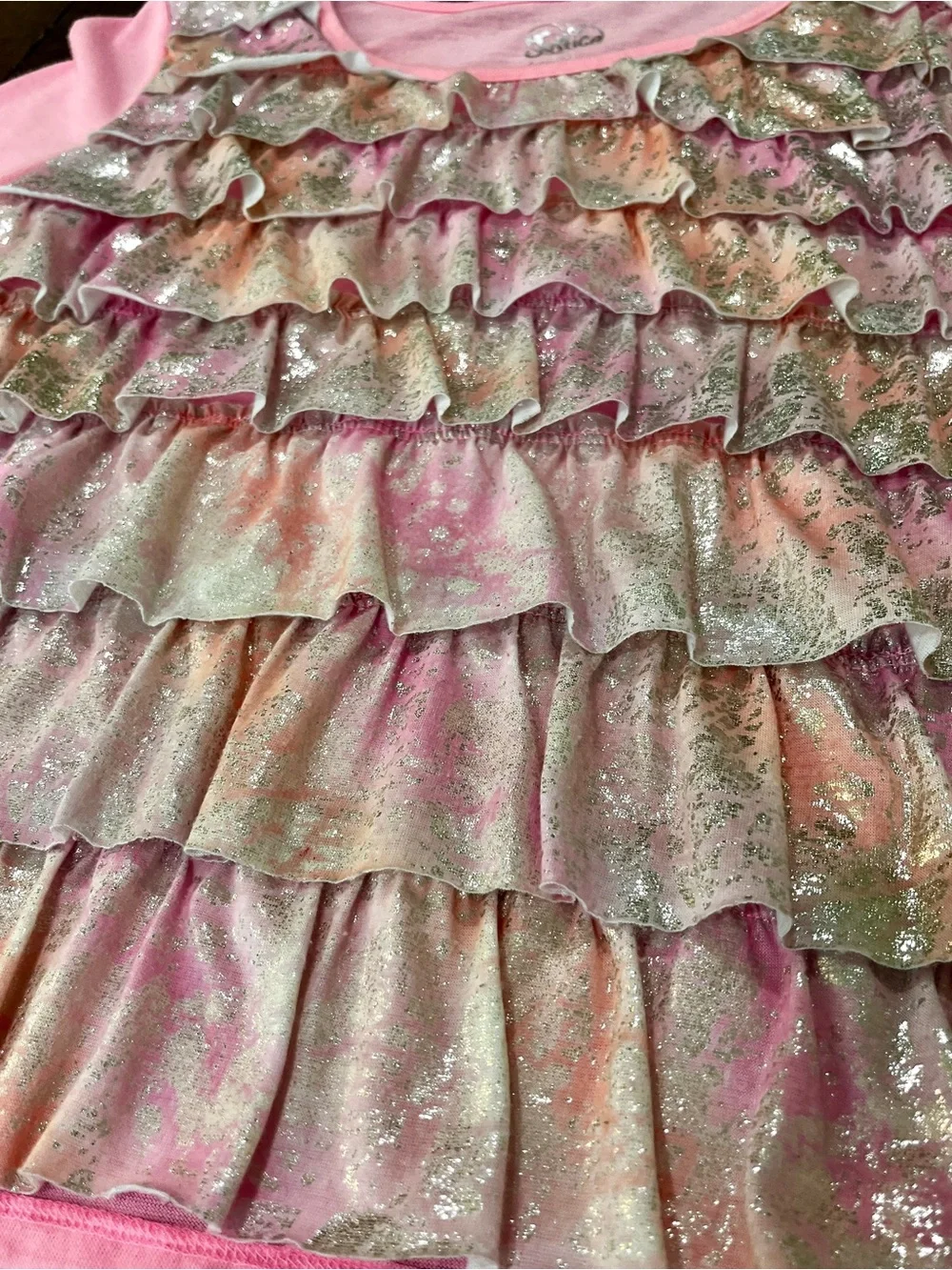 Y2K Justice Pink Ruffle Sparkle Long-Sleeve Top for Girls